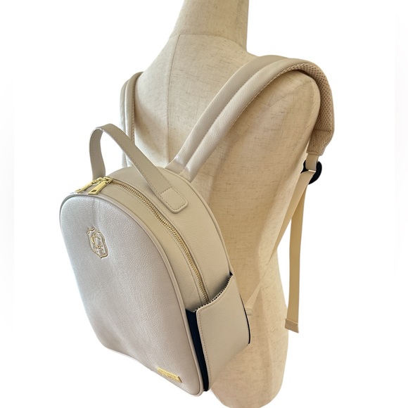 HATHWAY STEWART Elegant Golf & Leisure Backpack Neutral Cream Gold Hardware NWOT - Picture 4 of 11
